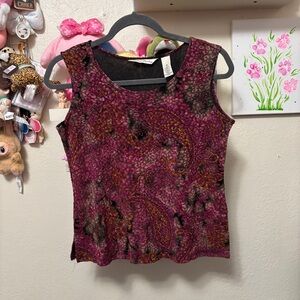 y2k french laundry paisley print tank top size medium